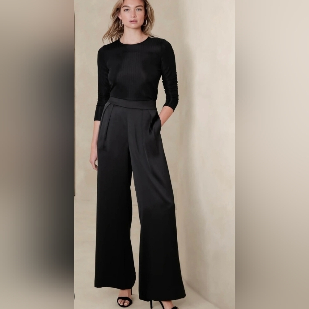 Banana Republic Wide Leg Pleated Silky Pants Size 10